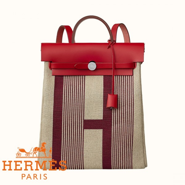Cheap Hermes Herbag a dos Zip retourne backpack with Bordeaux/Ficelle/Red,  Hermes outlet